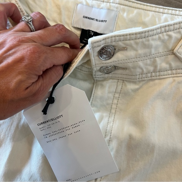 CURRENT ELLIOTT The Significant Other Wash Out Cream Wide Leg Trouser Jeans NWT - Picture 4 of 6